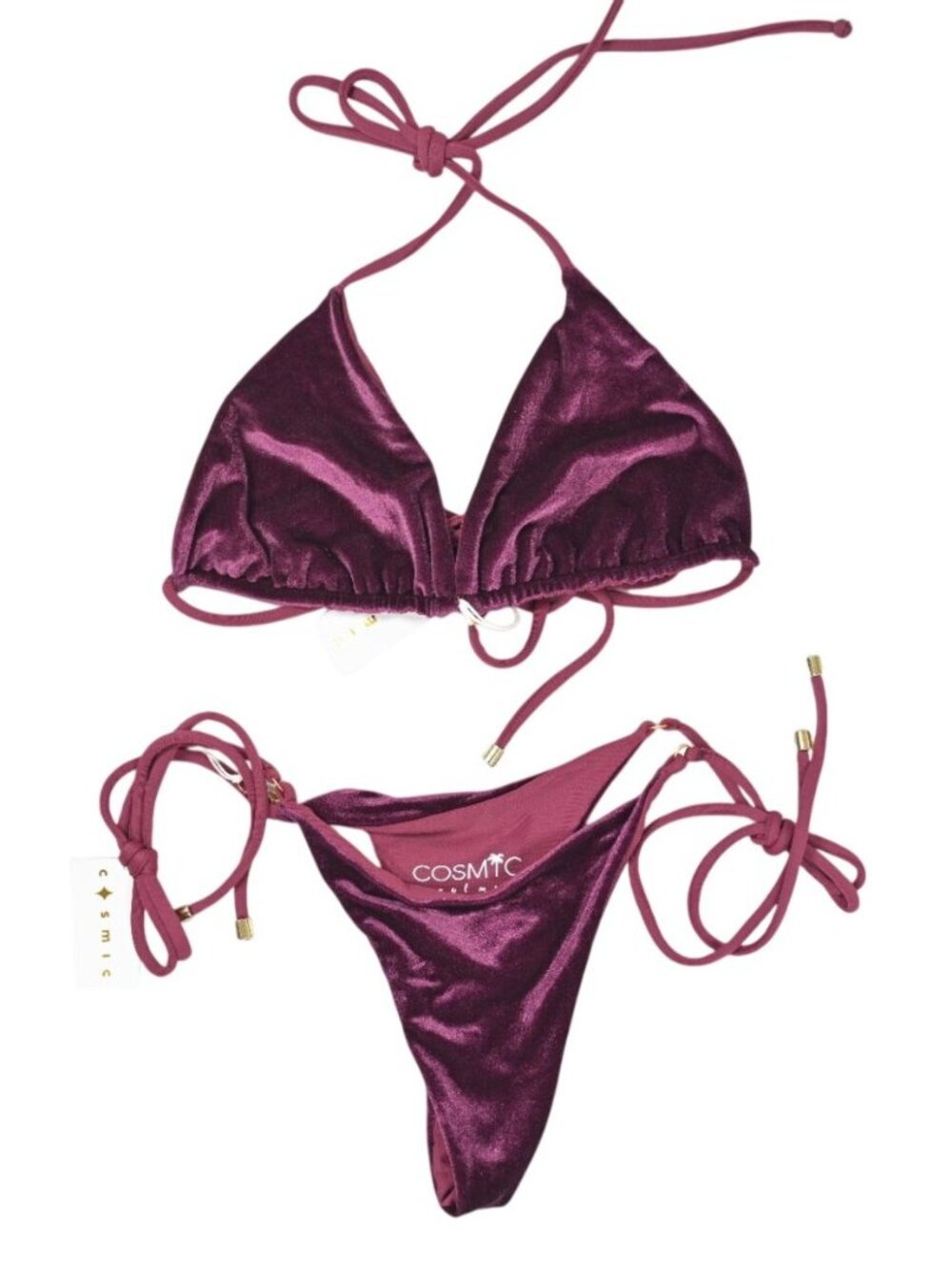 Cosmic Palms Triangle Bikini Set in Purple